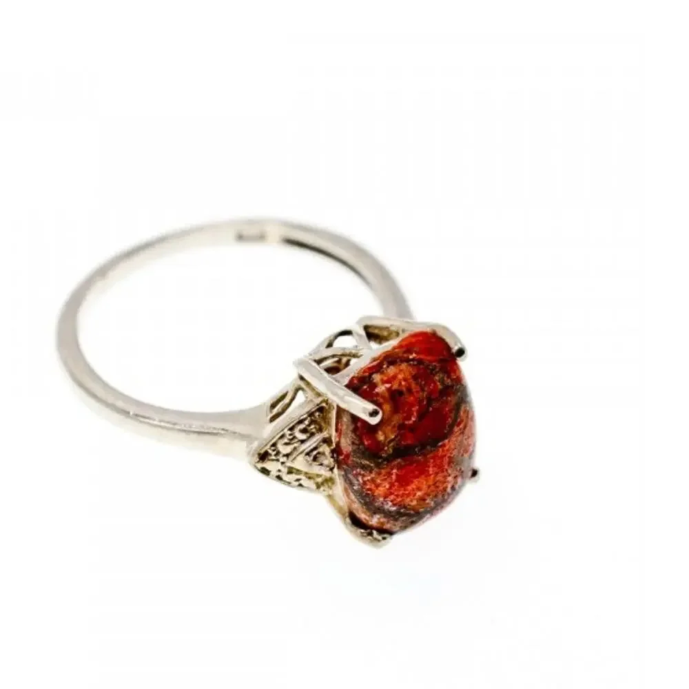 Vintage 925 Sterling Silver Jasper Ring Size 6.5